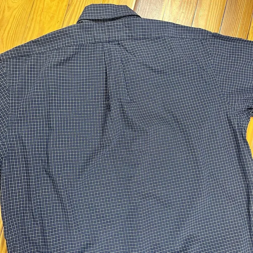 VTG 90s Ralph Lauren Blake Plaid Button Down Shirt L Navy Blue Preppy Oversized